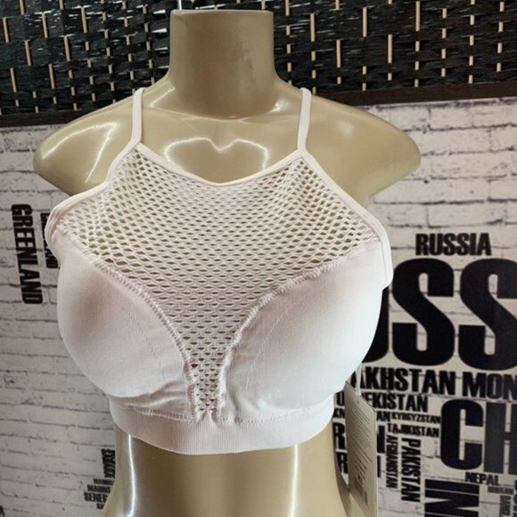 90 Degree White Mesh Racerback Sports Bra - Picture 1 of 6